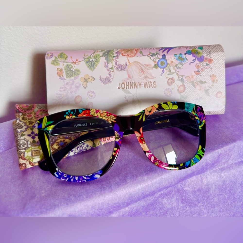 Johnny Was Vibrant Floral Glasses - Black and Multicolor